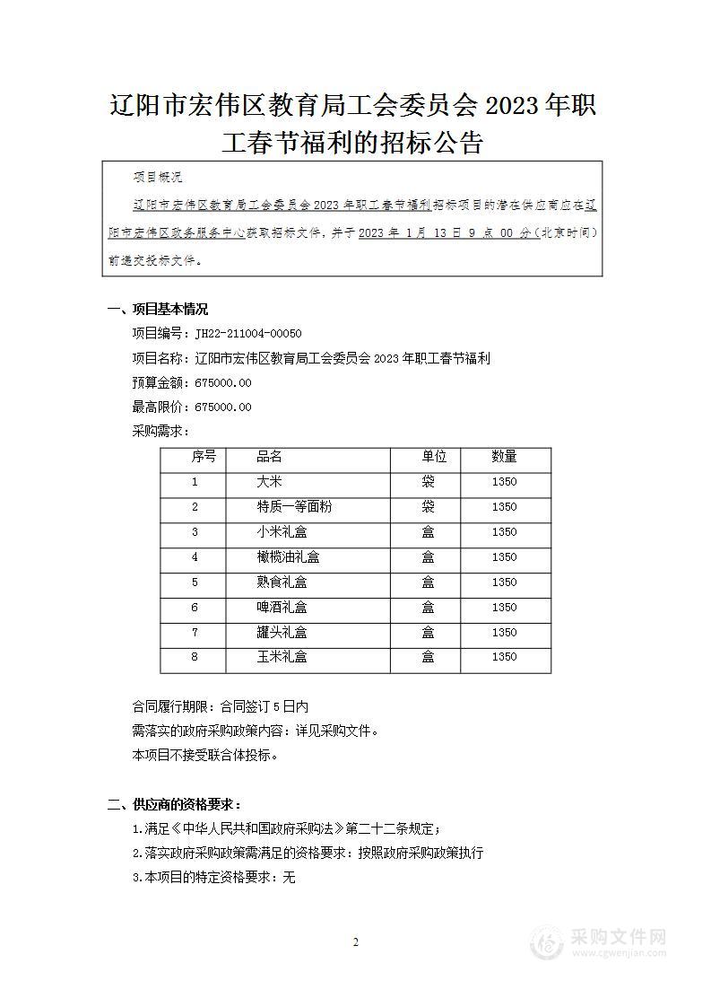 辽阳市宏伟区教育局工会委员会2023年职工春节福利