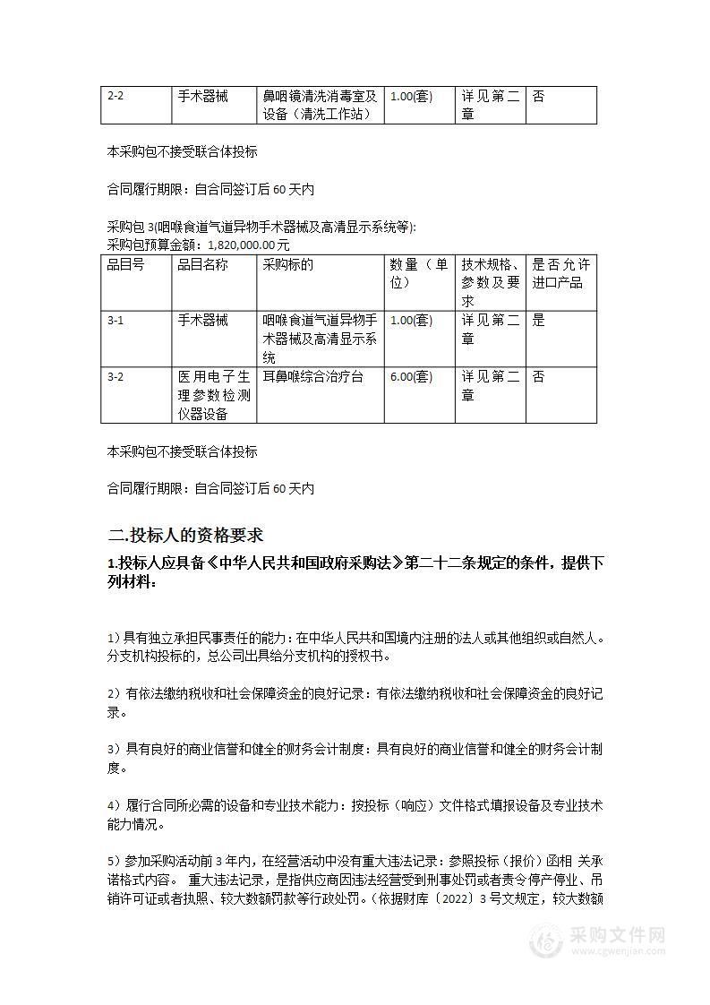 广州市增城区妇幼保健院新院区耳鼻咽喉科设备采购项目