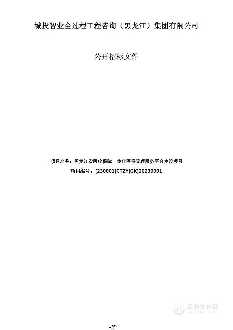 黑龙江省医疗保障一体化医保管理服务平台建设项目