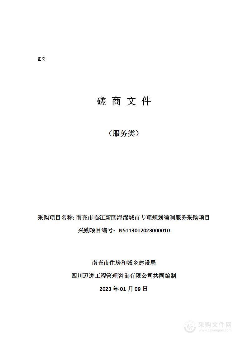 南充市临江新区海绵城市专项规划编制服务采购项目