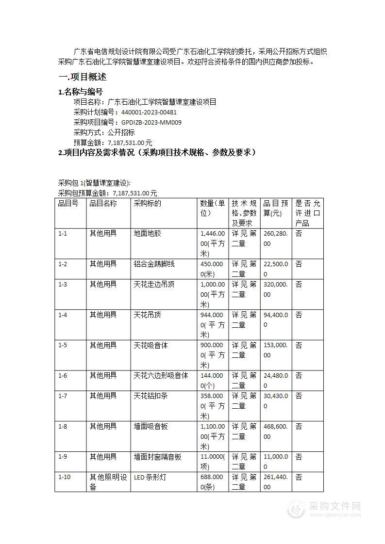 广东石油化工学院智慧课室建设项目