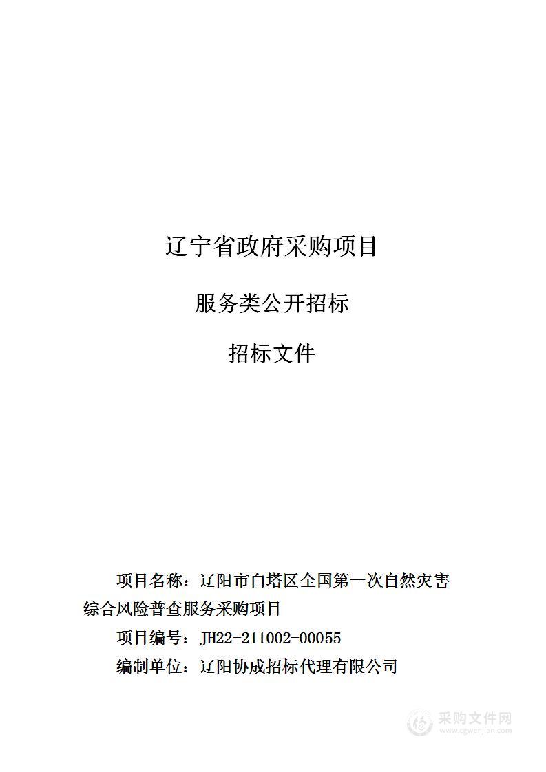 辽阳市白塔区全国第一次自然灾害综合风险普查服务采购项目