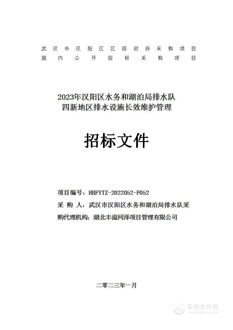 2023年汉阳区水务和湖泊局排水队四新地区排水设施长效维护管理