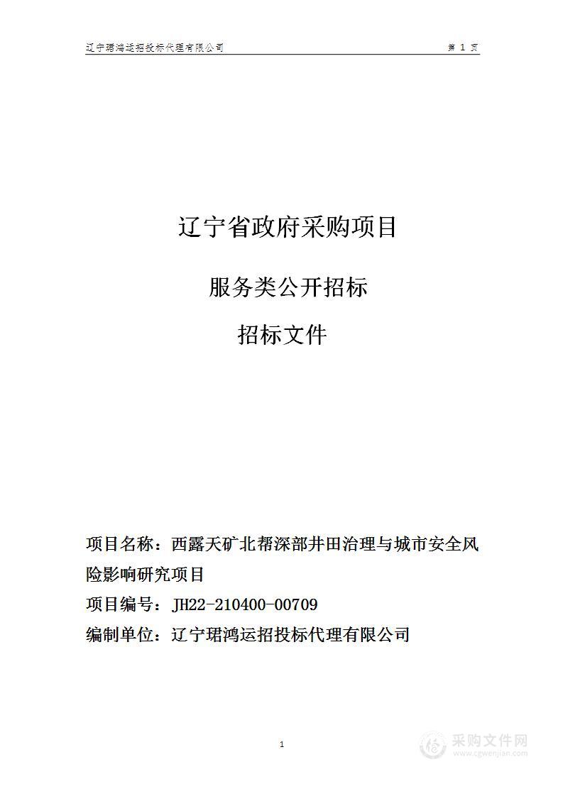 西露天矿北帮深部井田治理与城市安全风险影响研究项目