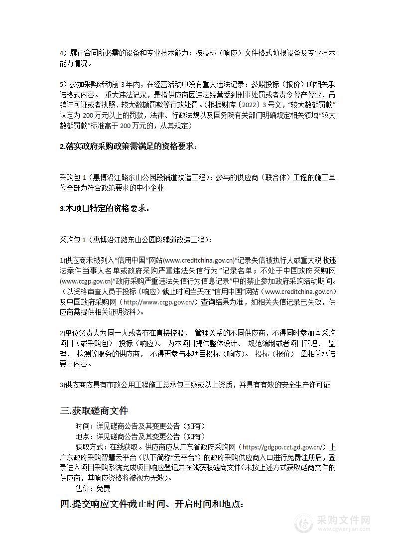 惠博沿江路东山公园段辅道改造工程