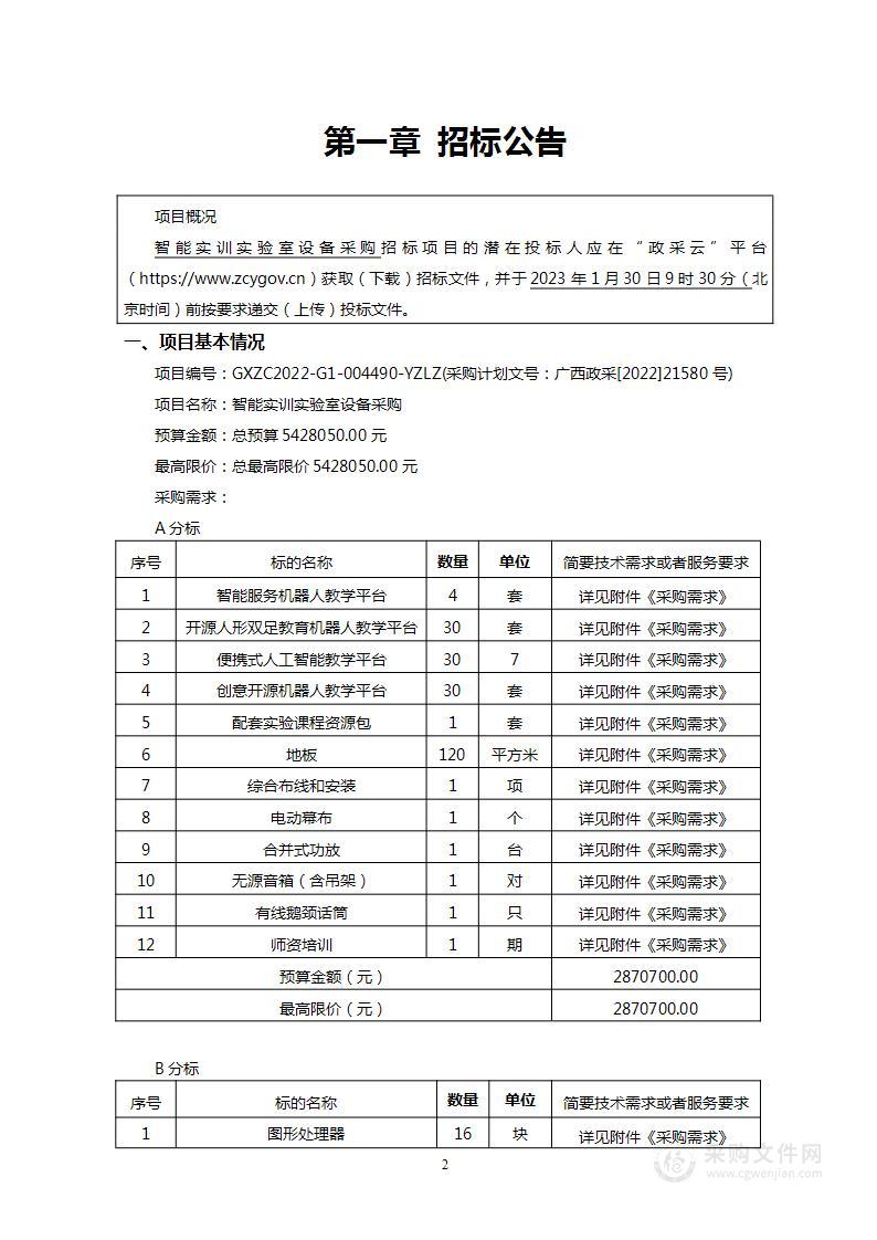 智能实训实验室设备采购