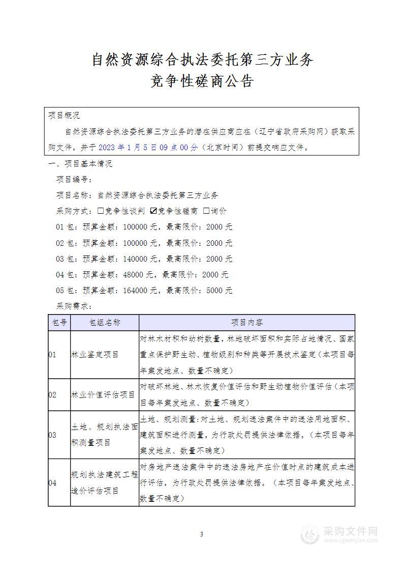 自然资源综合执法委托第三方业务