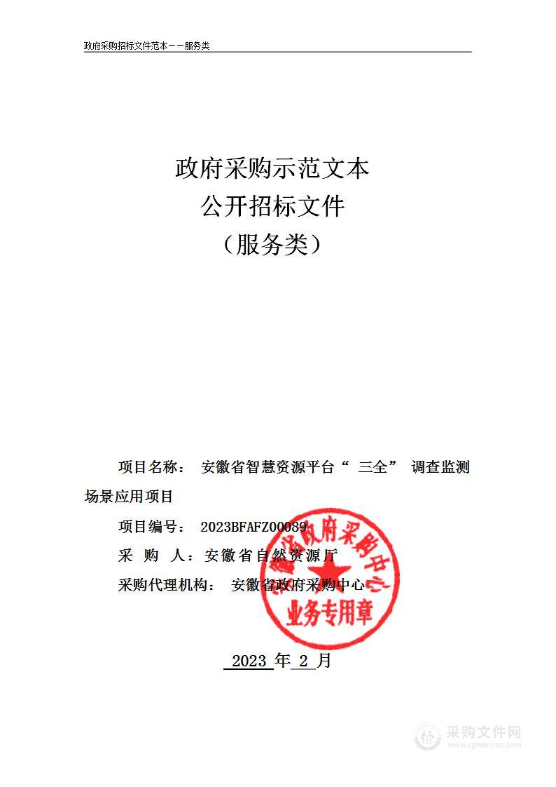 安徽省智慧资源平台“三全”调查监测场景应用项目