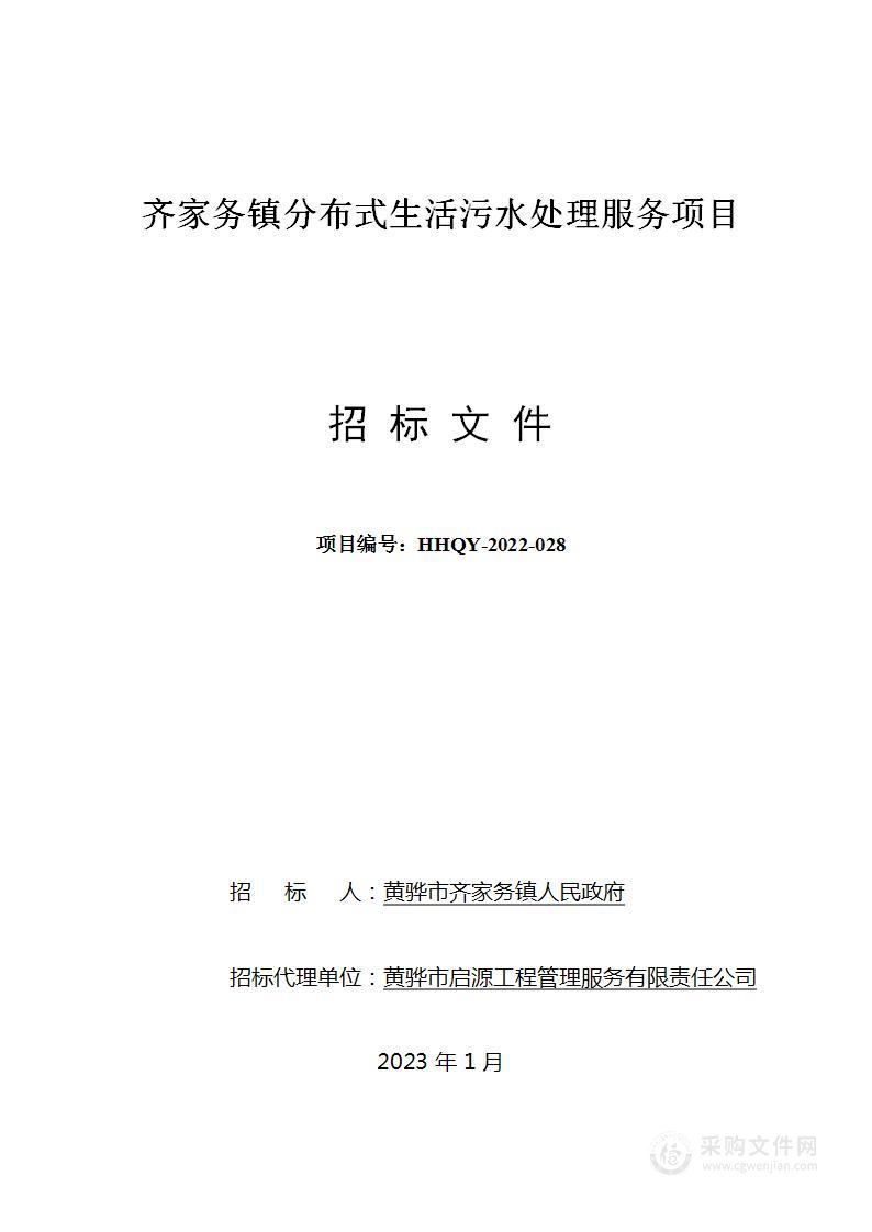 齐家务镇分布式生活污水处理服务项目