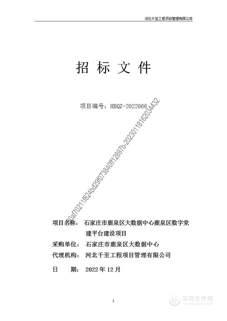 鹿泉区数字党建平台建设项目