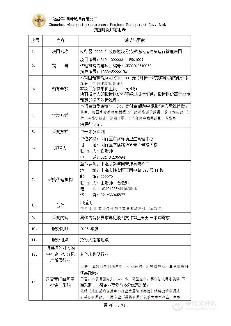 闵行区2023年装修垃圾分拣残渣转运码头运行管理