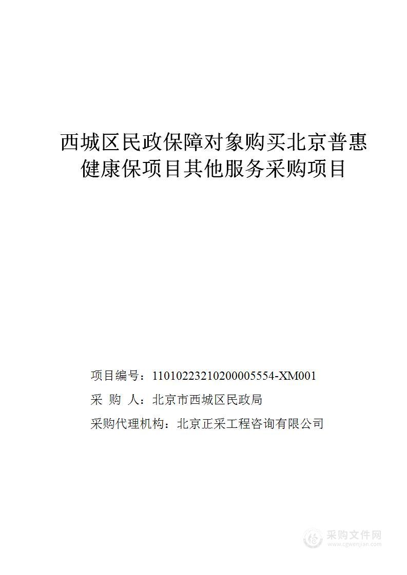 西城区民政保障对象购买北京普惠健康保项目其他服务采购项目