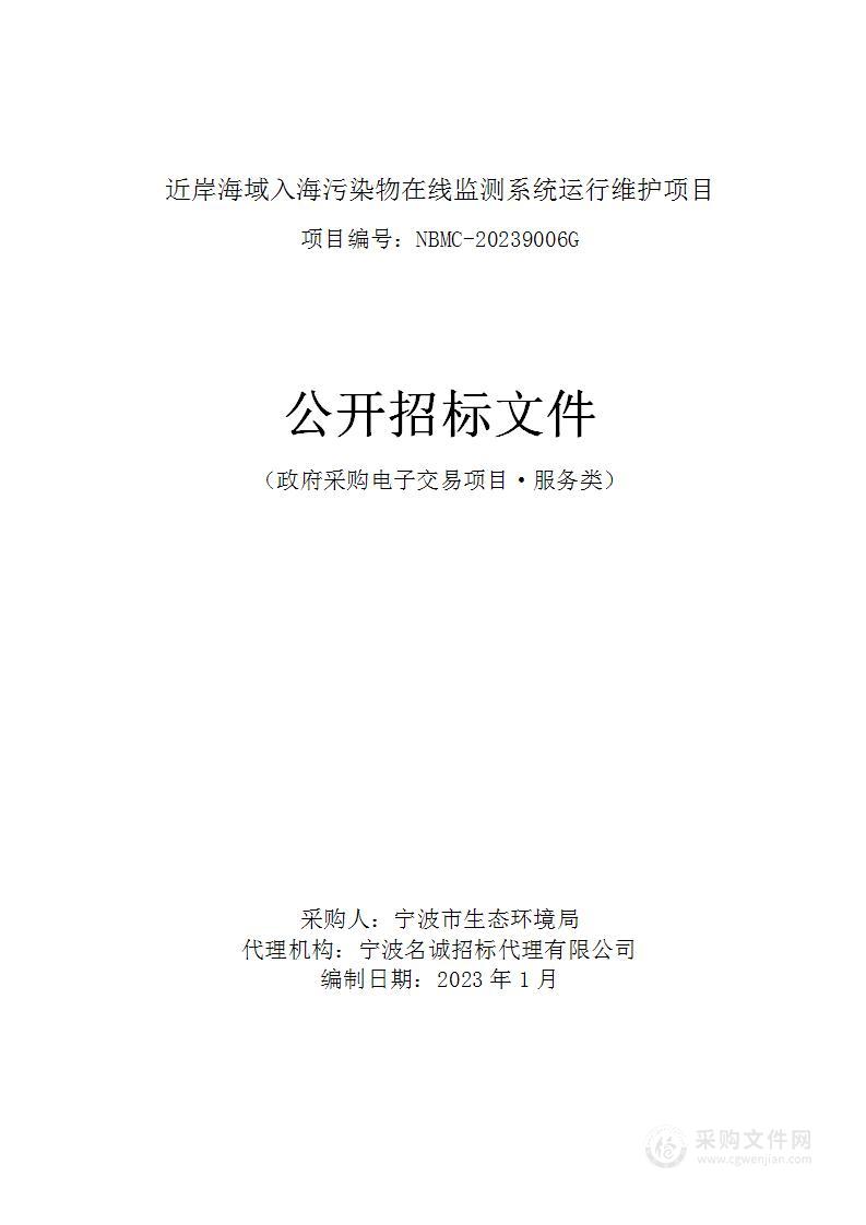 近岸海域入海污染物在线监测系统运行维护项目