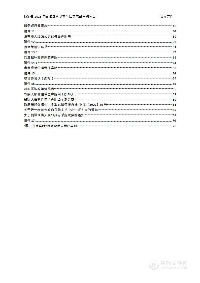 康乐县2023年困难群众基本生活需求品采购项目