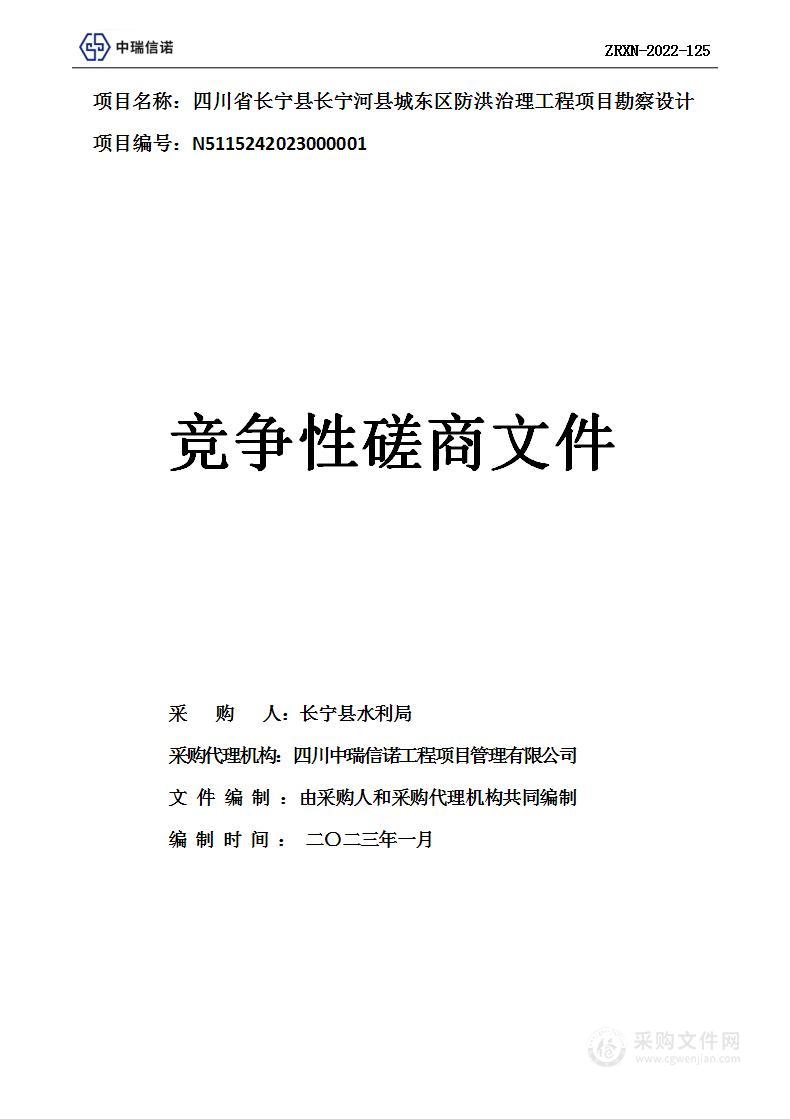 四川省长宁县长宁河县城东区防洪治理工程项目勘察设计