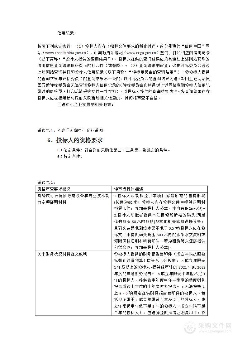 中国渔政35009船换证检验进厂保养修理项目