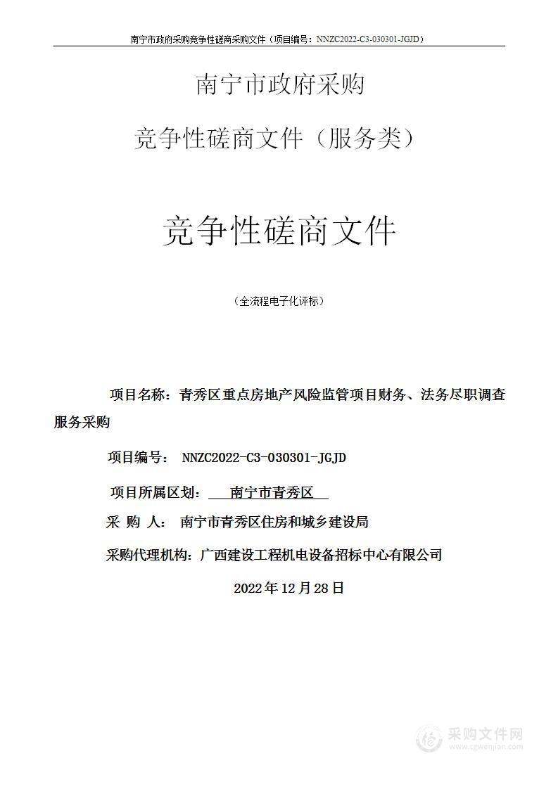 青秀区重点房地产风险监管项目财务、法务尽职调查服务采购