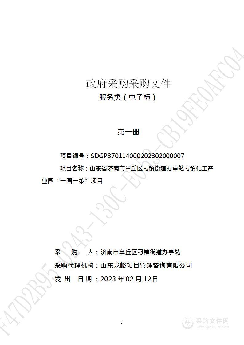 山东省济南市章丘区刁镇街道办事处刁镇化工产业园“一园一策”项目