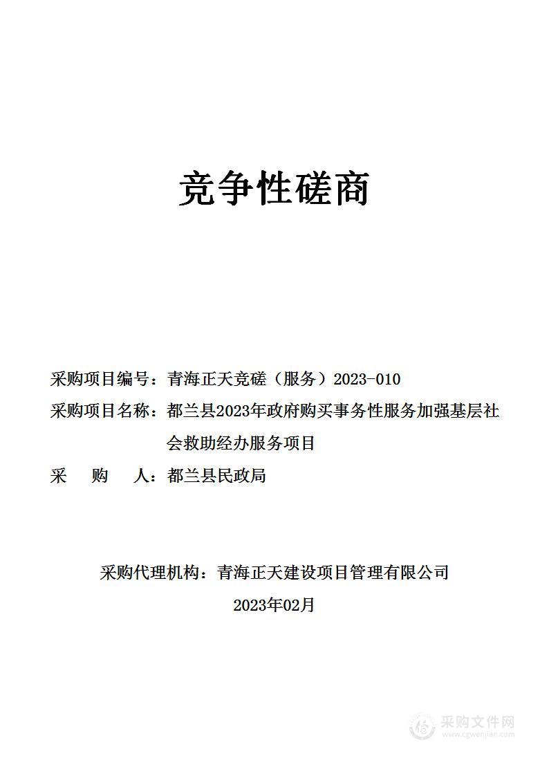 都兰县2023年政府购买事务性服务加强基层社会救助经办服务项目