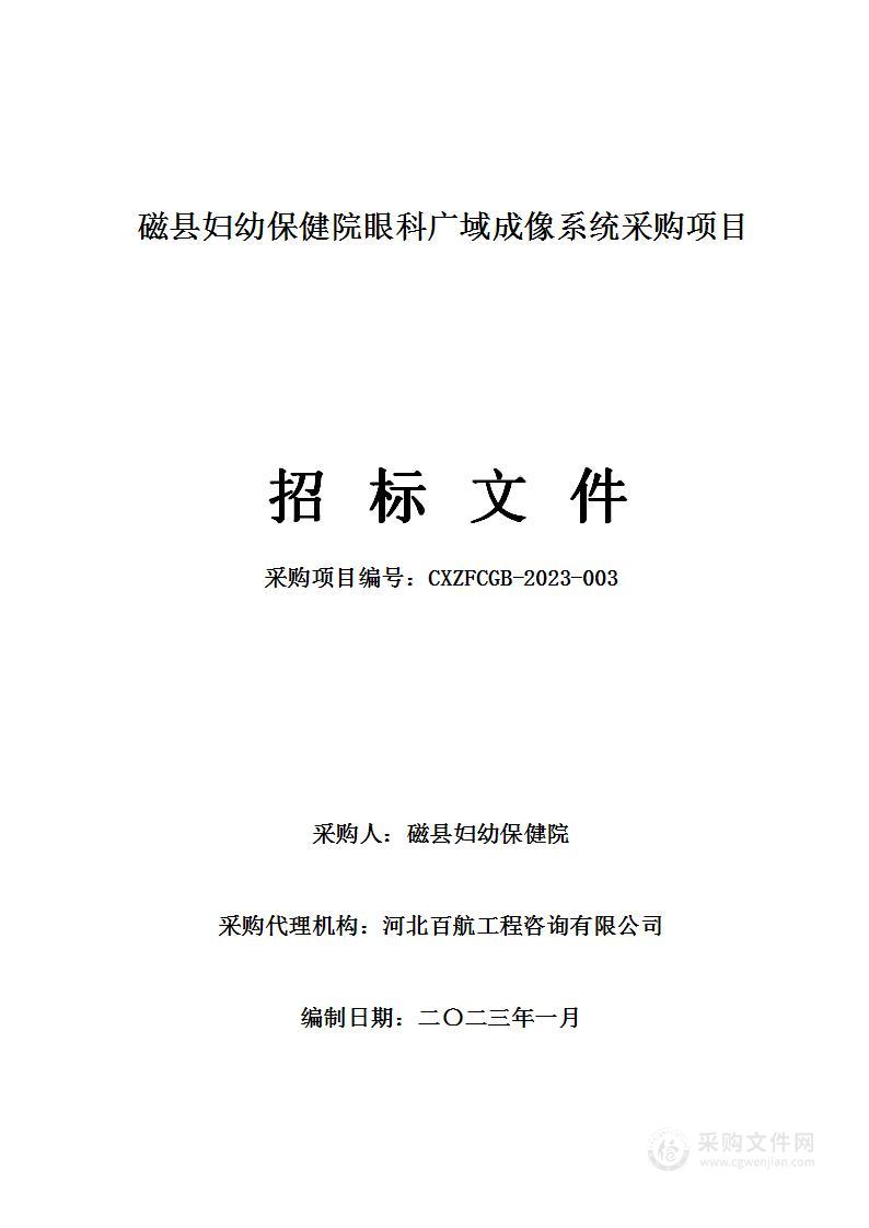 磁县妇幼保健院眼科广域成像系统采购项目