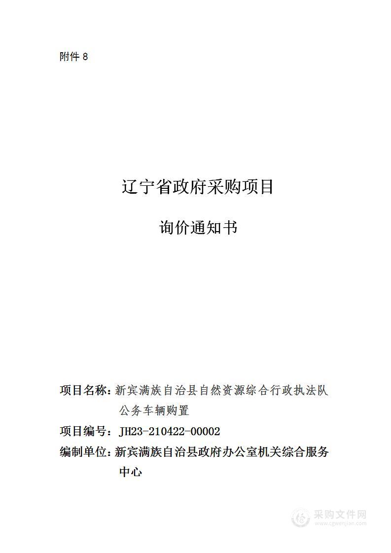 新宾满族自治县自然资源综合行政执法队公务用车购置