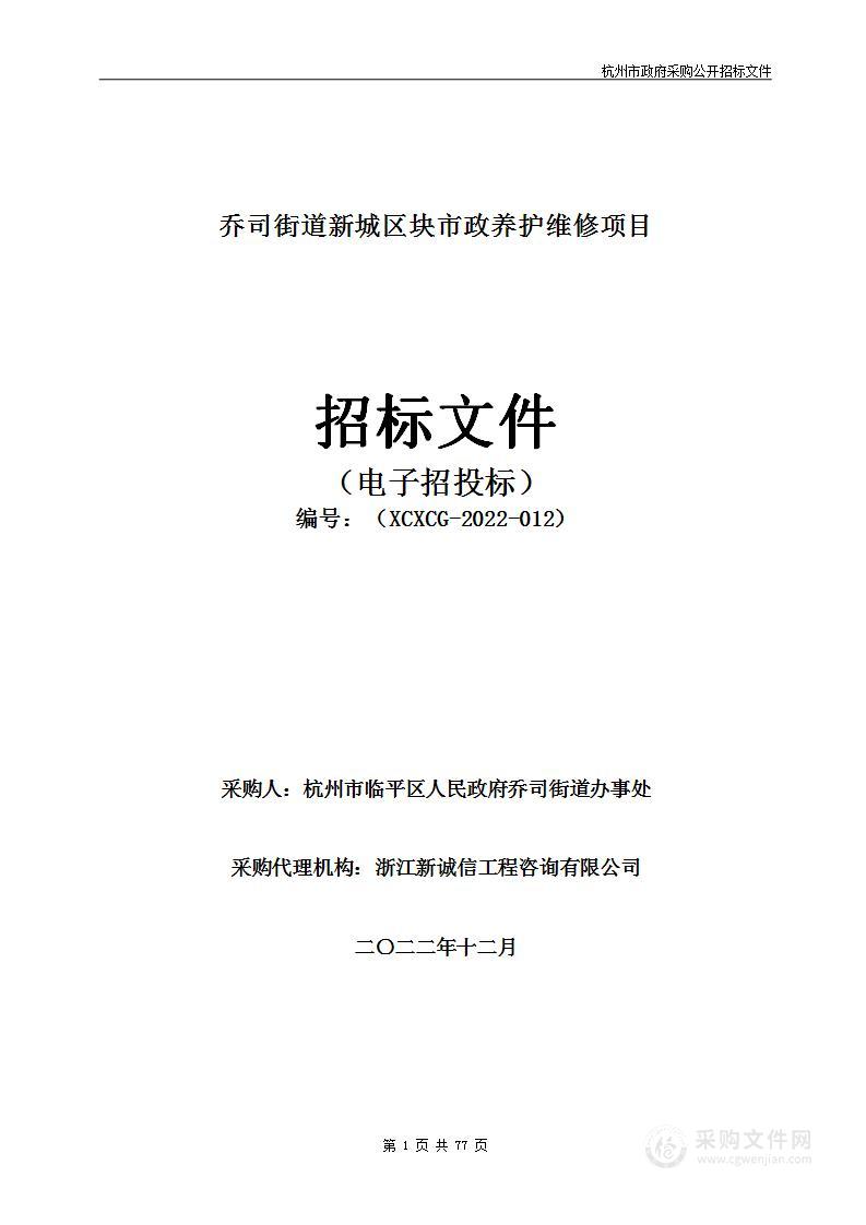 乔司街道新城区块市政养护维修项目