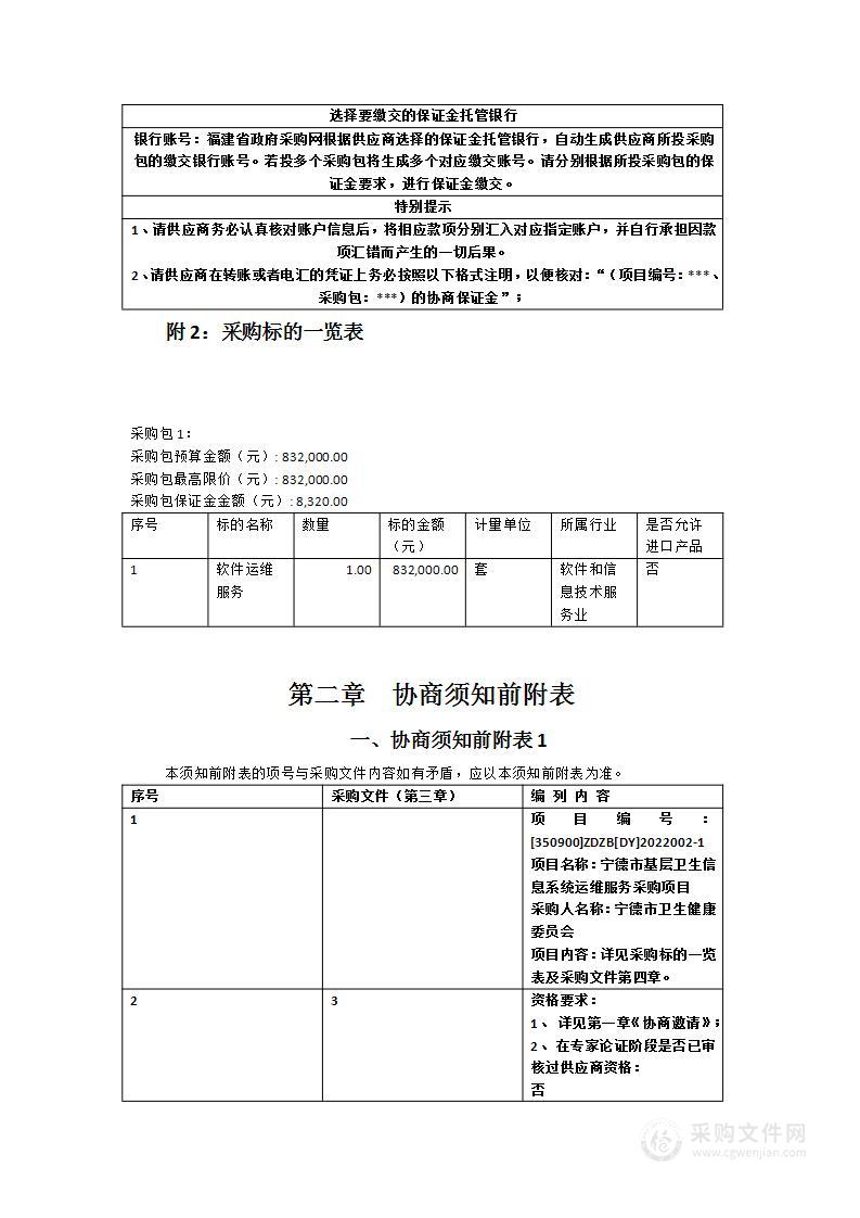 宁德市基层卫生信息系统运维服务采购项目