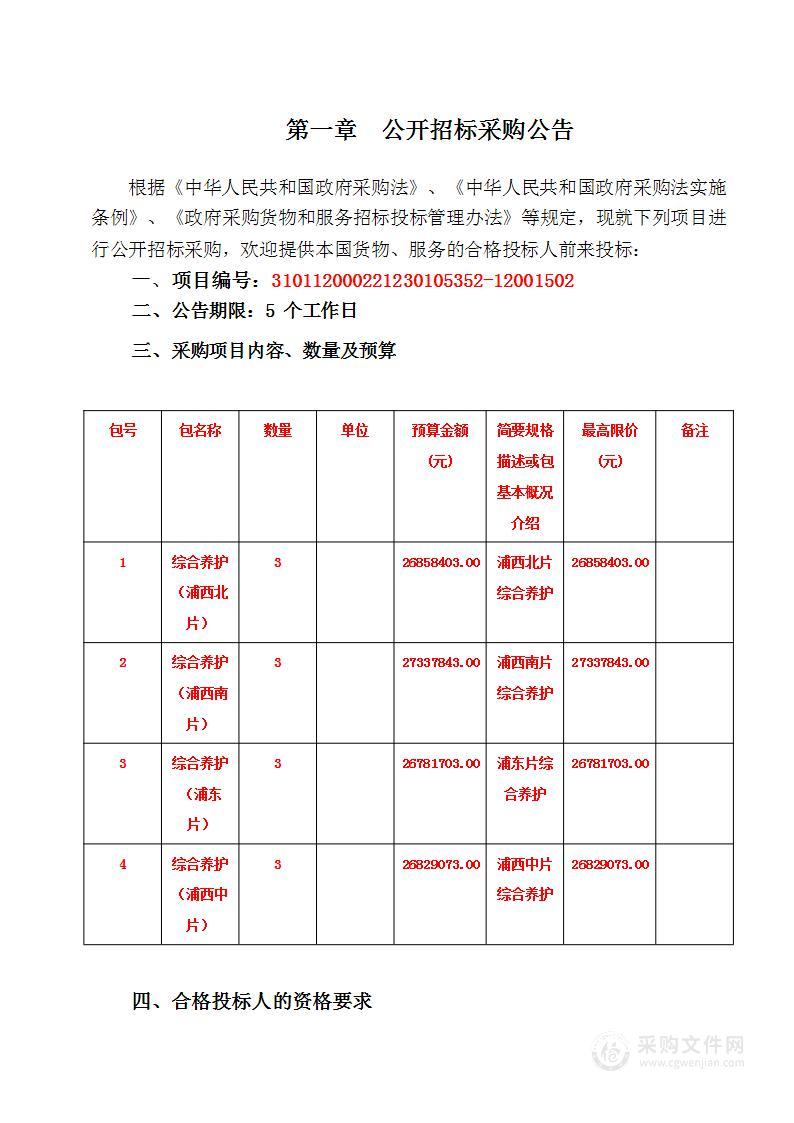 2023-2025年度闵行区区管道路综合养护项目