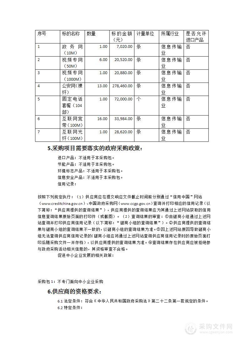 莆田市公安局涵江分局基础线路租用项目