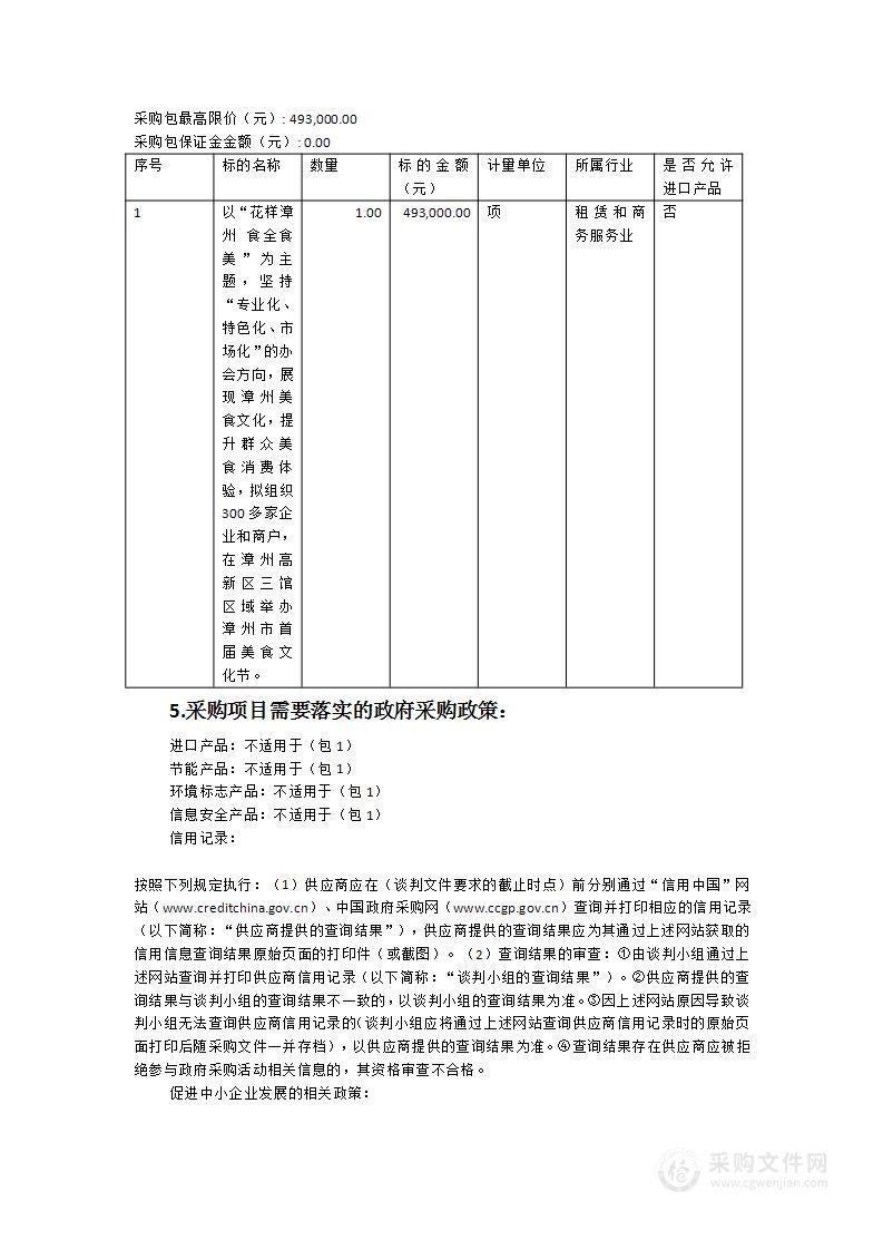 “花样漳州食全食美”漳州市首届美食文化节采购项目