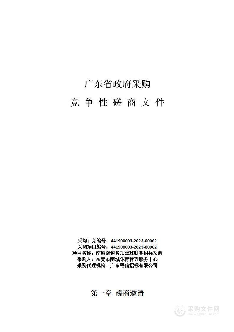 南城街道各项篮球联赛招标采购