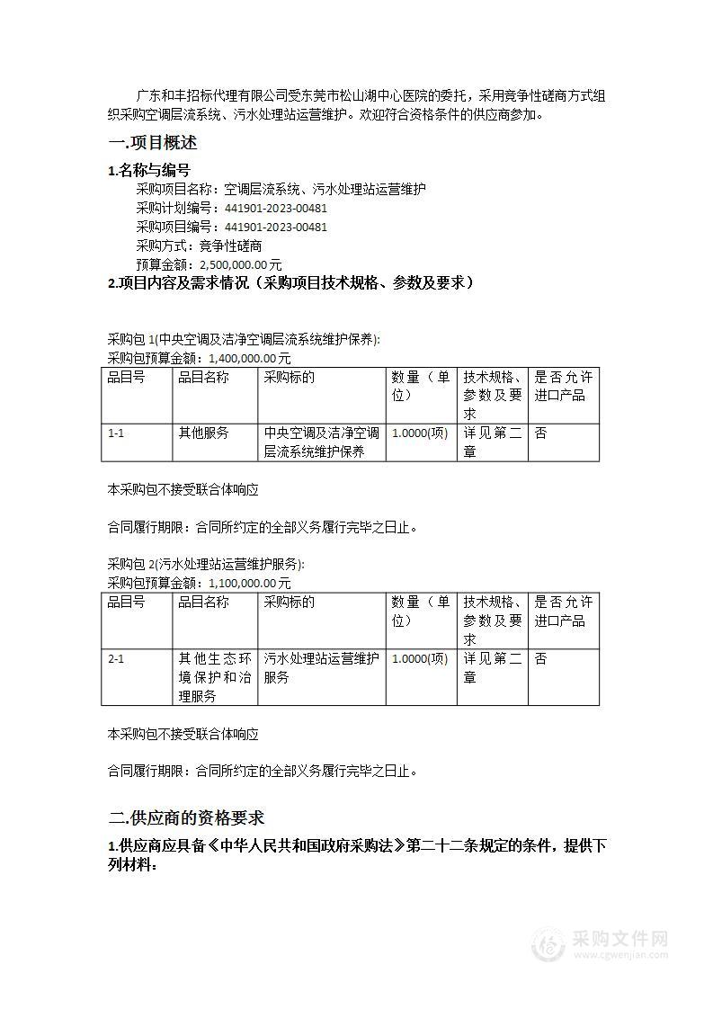 空调层流系统、污水处理站运营维护