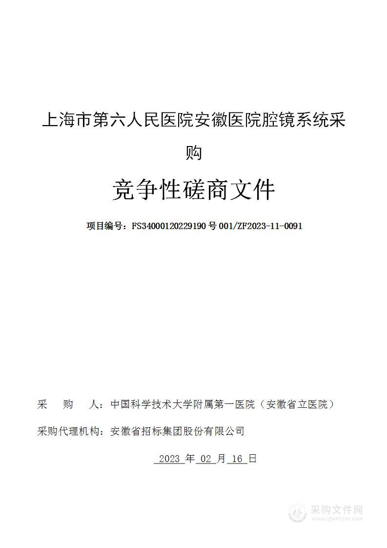 上海市第六人民医院安徽医院腔镜系统采购项目