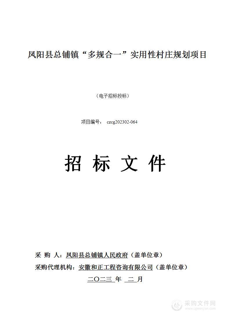 凤阳县总铺镇“多规合一”实用性村庄规划项目