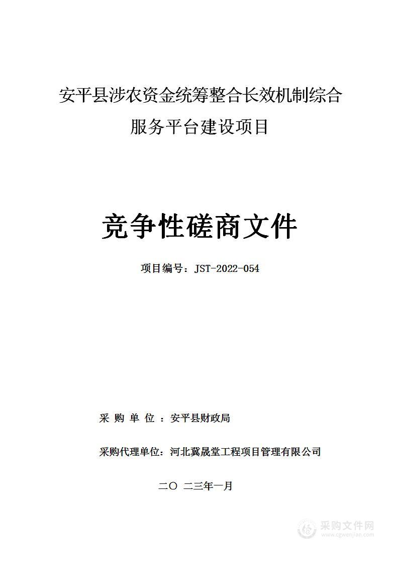 安平县涉农资金统筹整合长效机制综合服务平台建设项目