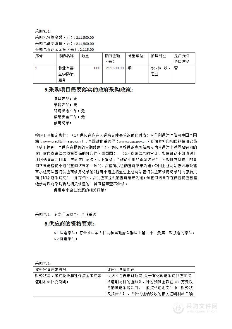 龙岩市新罗区自然资源局新罗区森林生态系统外来入侵物种普查服务类采购项目