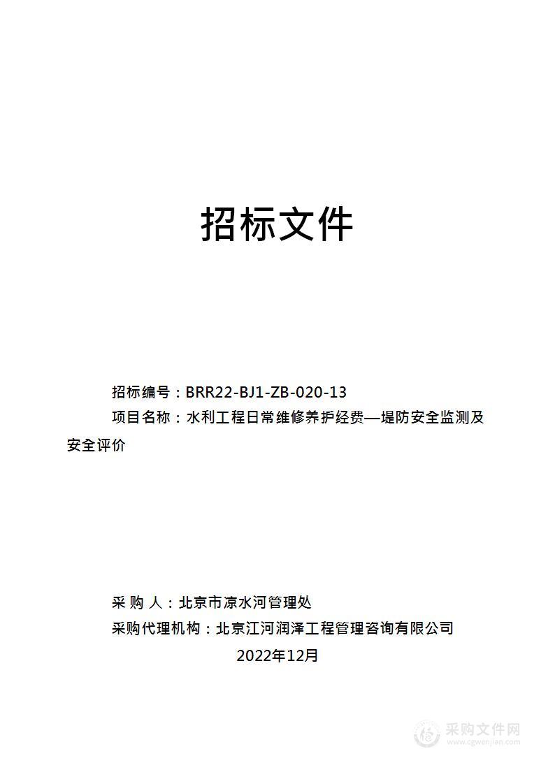 水利工程日常维修养护经费-堤防安全监测及安全评价