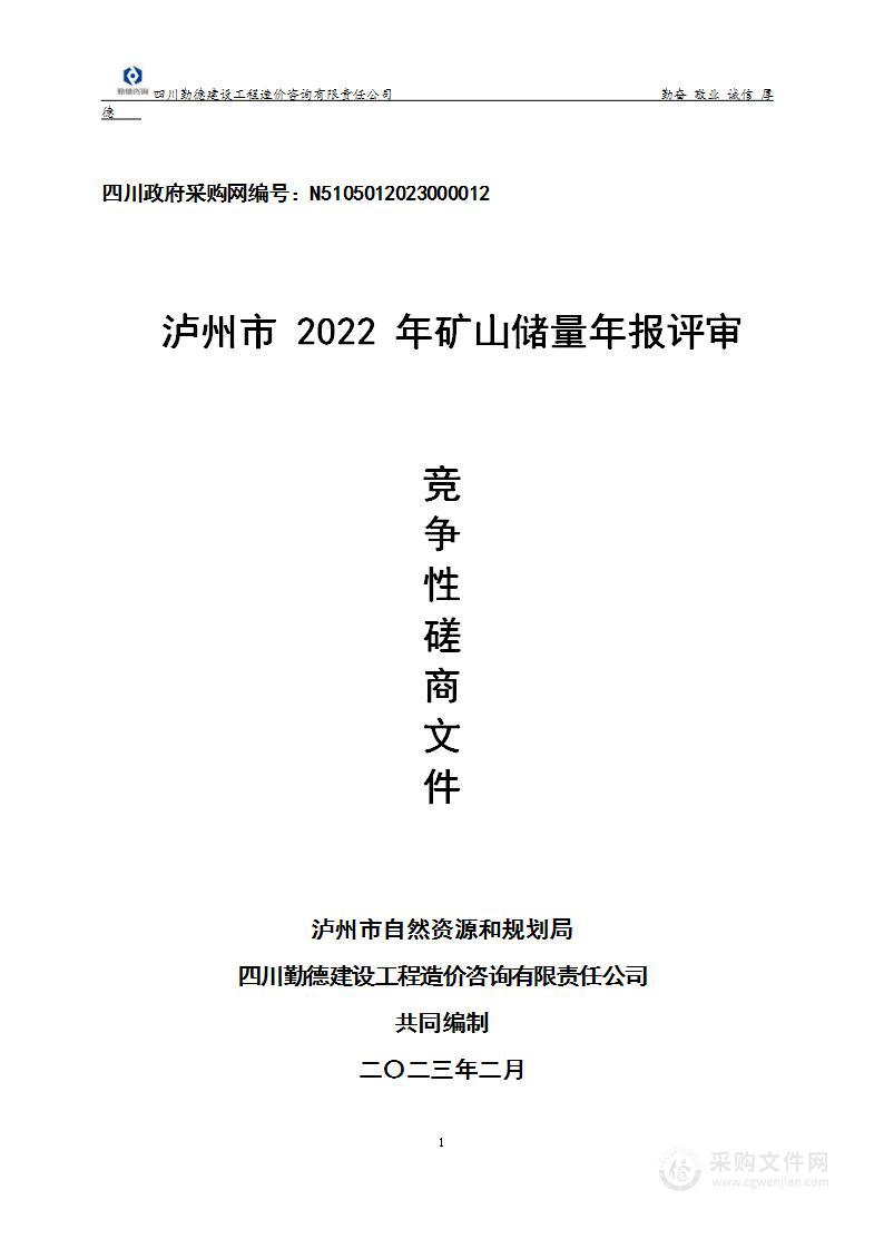 泸州市2022年矿山储量年报评审