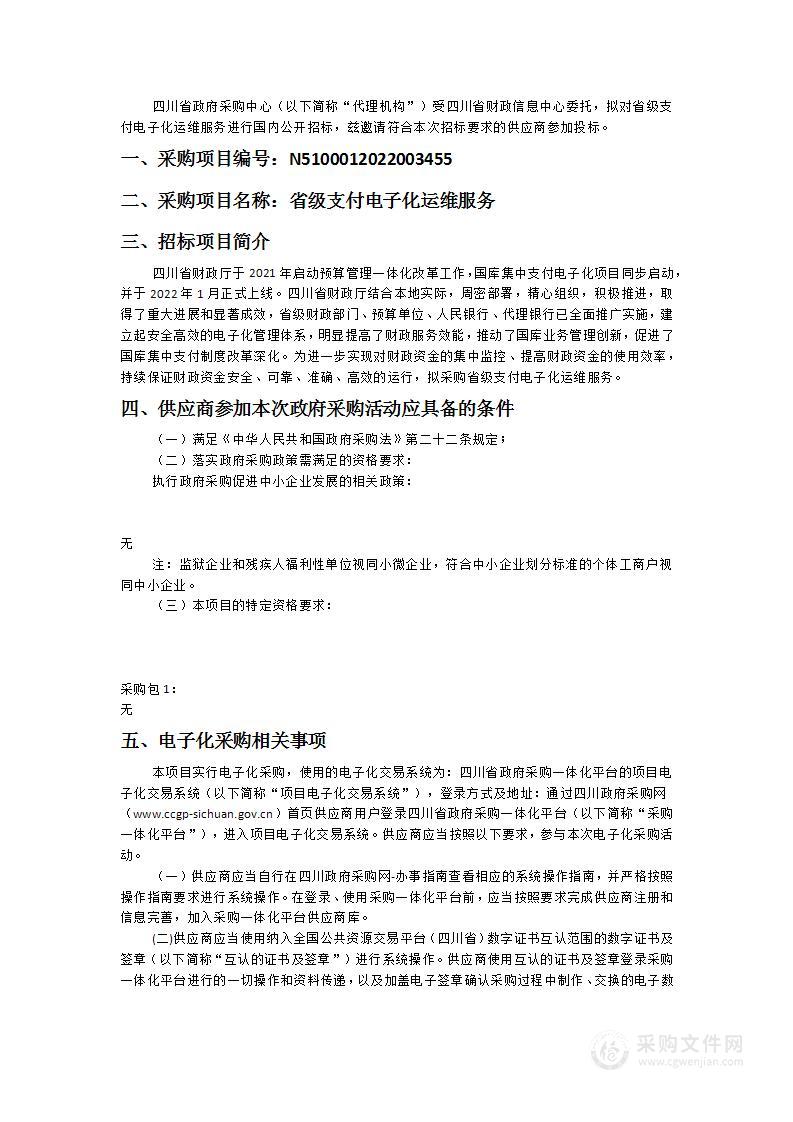 四川省财政信息中心省级支付电子化运维服务