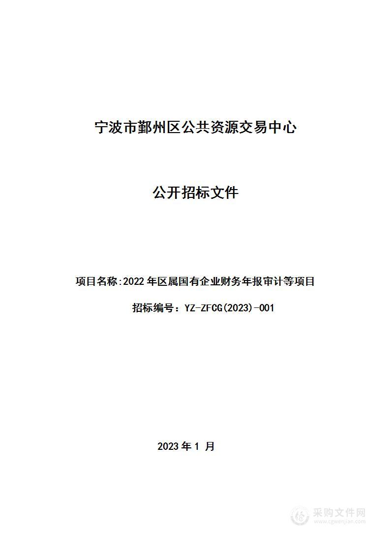 2022年区属国有企业财务年报审计等项目