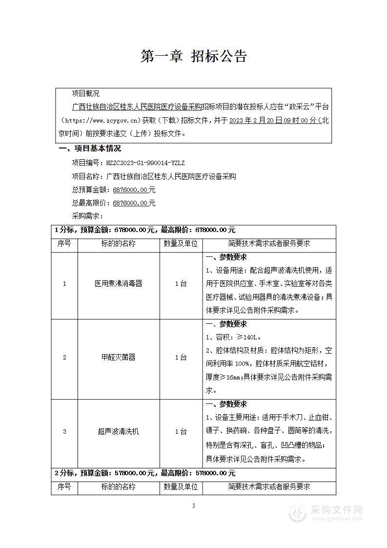 广西壮族自治区桂东人民医院医疗设备采购