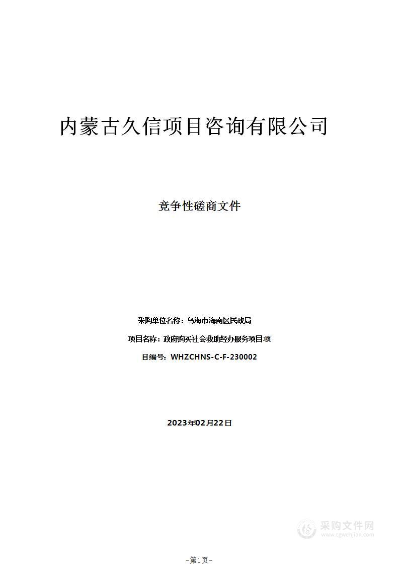 政府购买社会救助经办服务项目