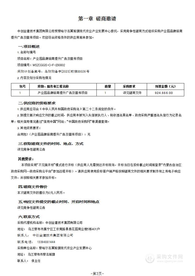 产业园品牌培育提升广告及宣传项目