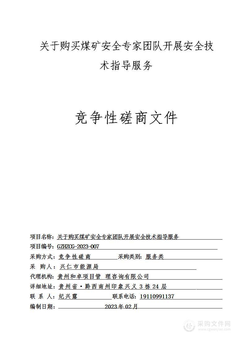 关于购买煤矿安全专家团队开展安全技术指导服务