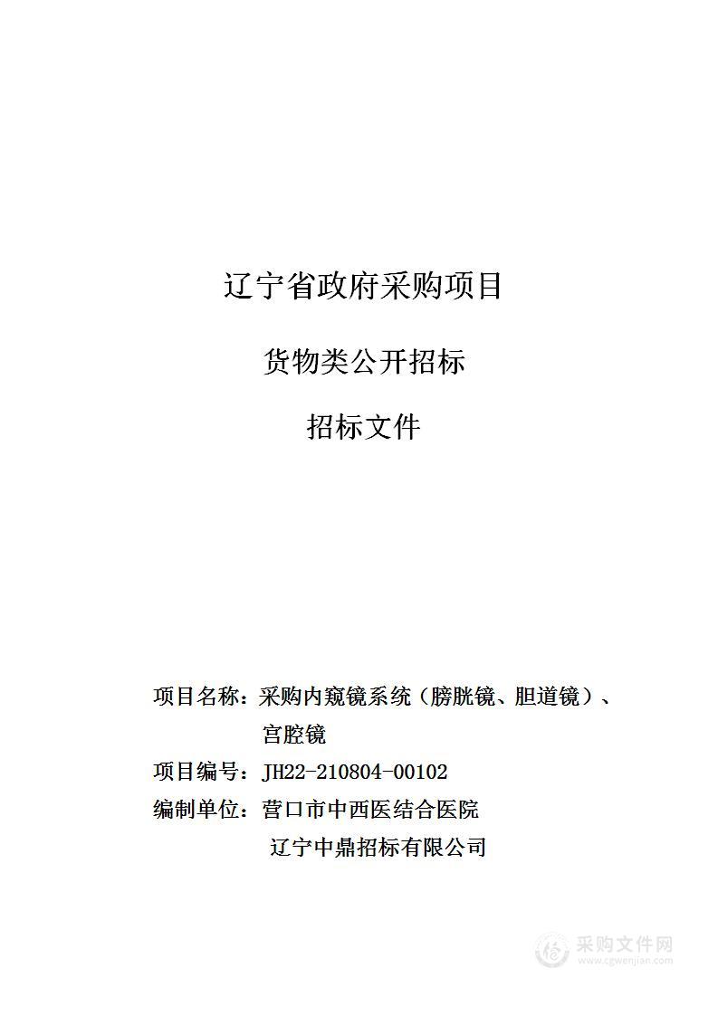 采购内窥镜系统（膀胱镜、胆道镜）、宫腔镜