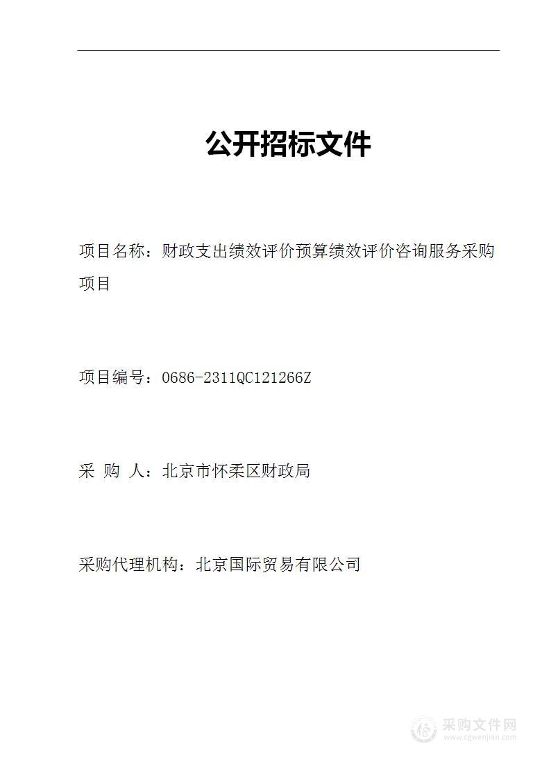 财政支出绩效评价预算绩效评价咨询服务采购项目