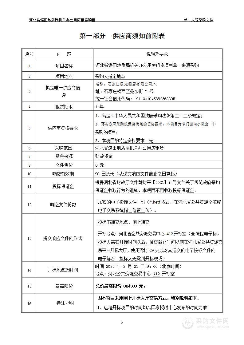 河北省煤田地质局机关办公用房租赁