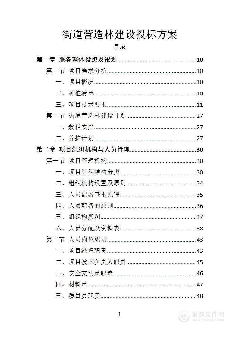 街道营造林建设投标方案