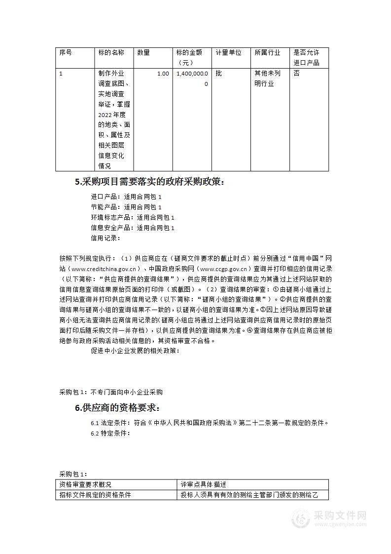 平和县2022年度国土变更调查采购项目