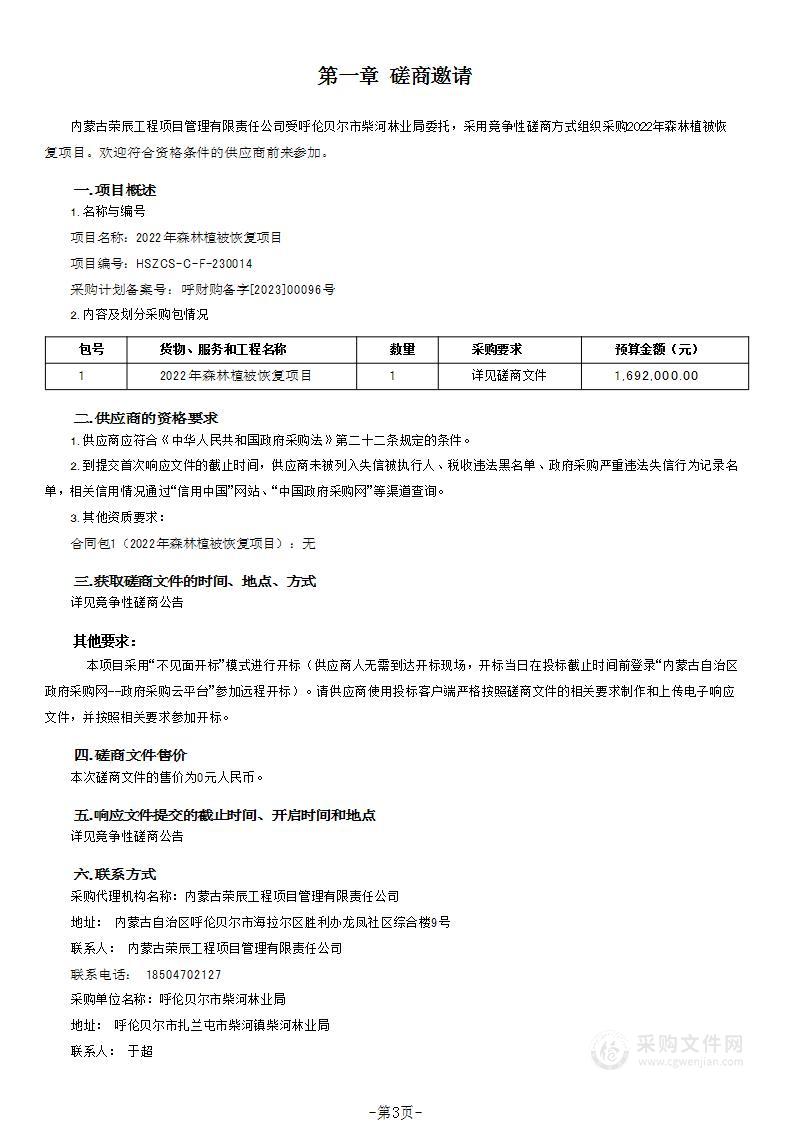 2022年森林植被恢复项目